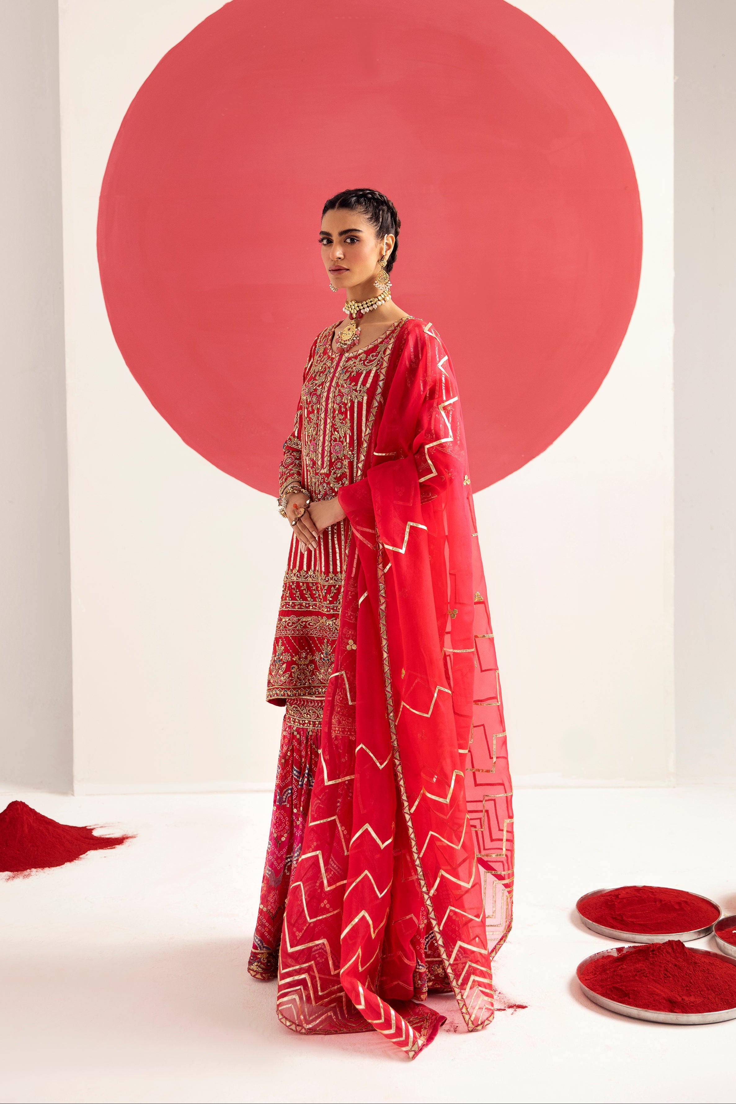 Elegant Tango Red Cotton Silk Midi Tunic