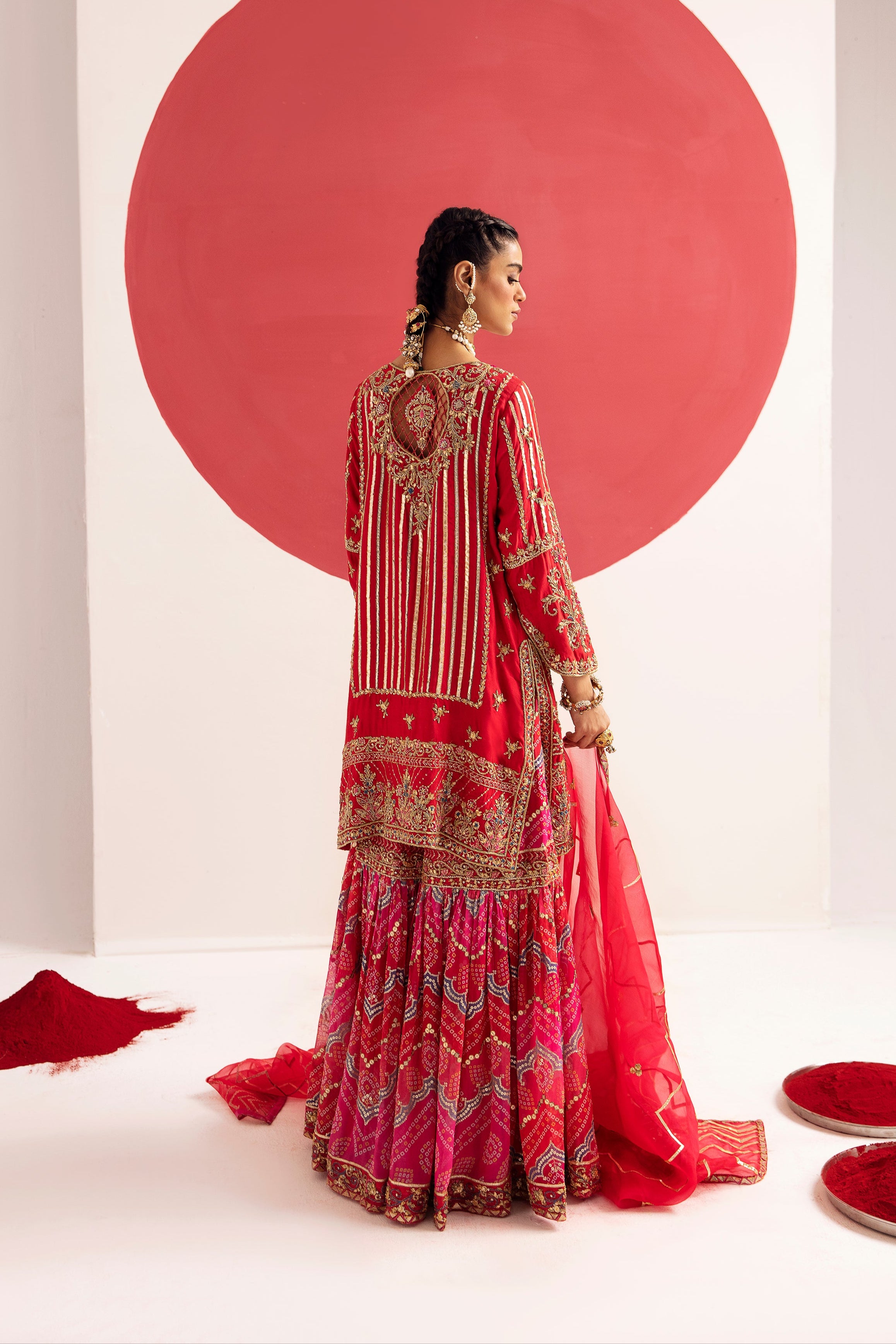 Elegant Tango Red Cotton Silk Midi Tunic