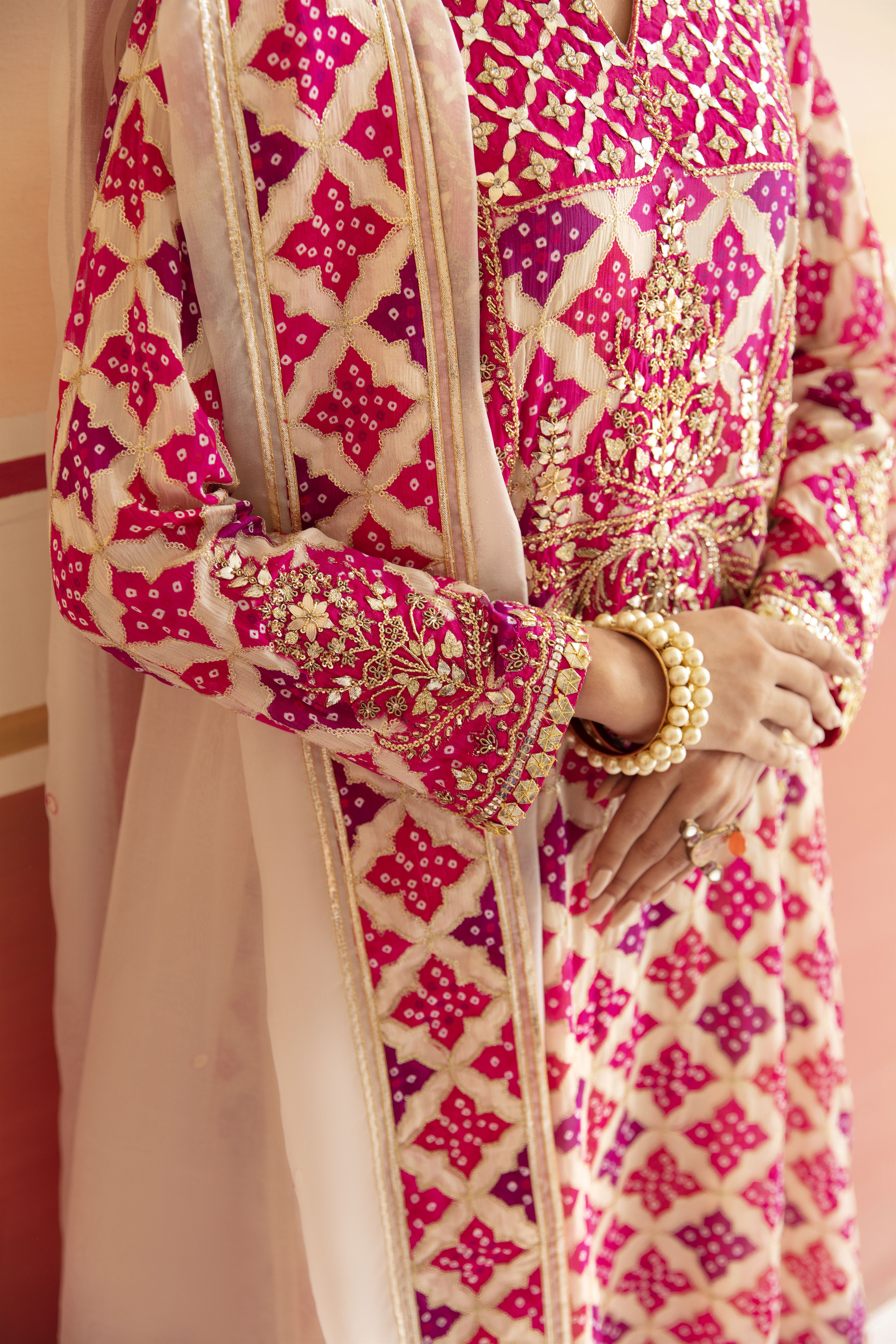 Elegant Ivory and Pink Silk Tunic Set