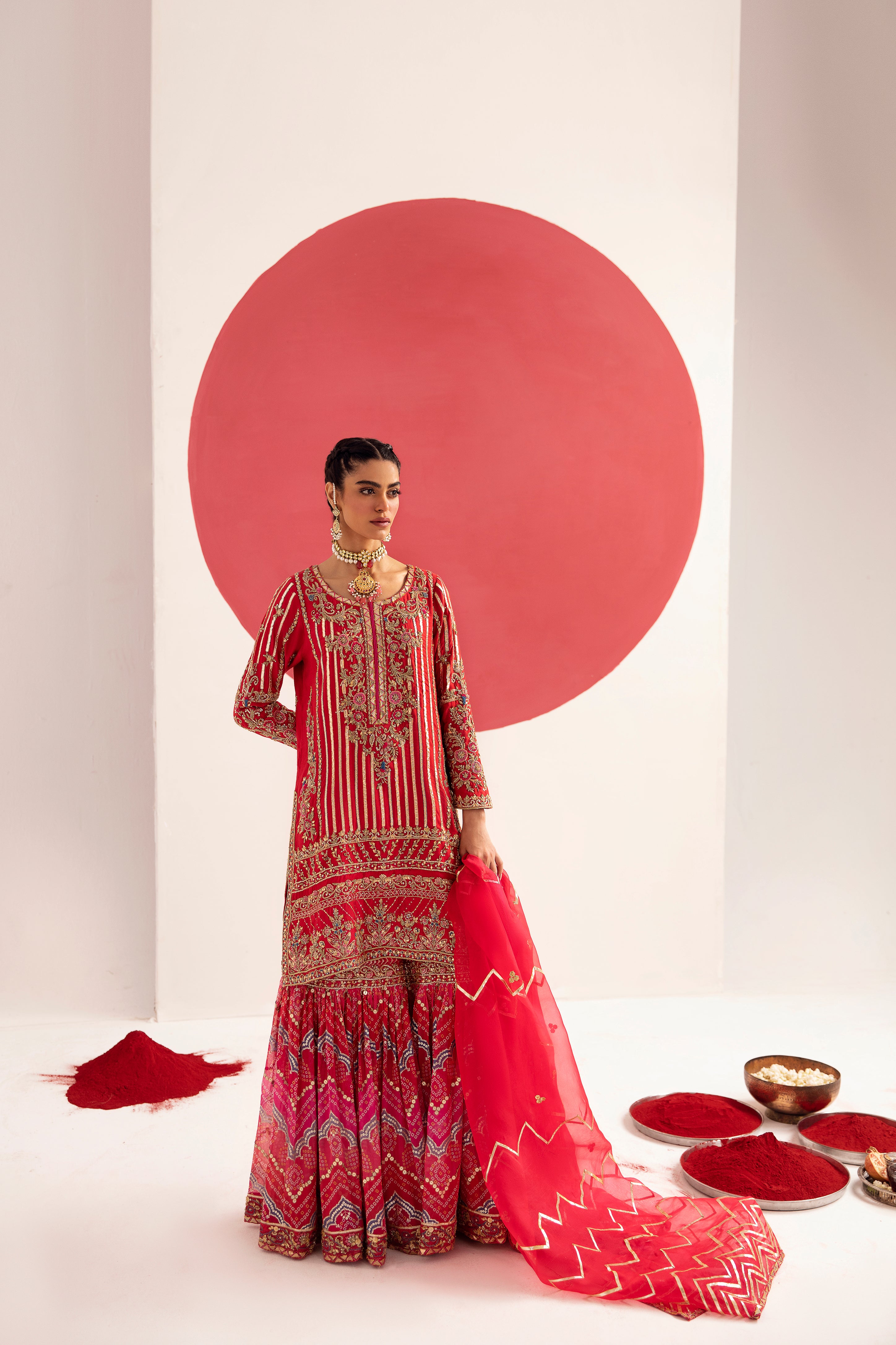 Elegant Tango Red Cotton Silk Midi Tunic