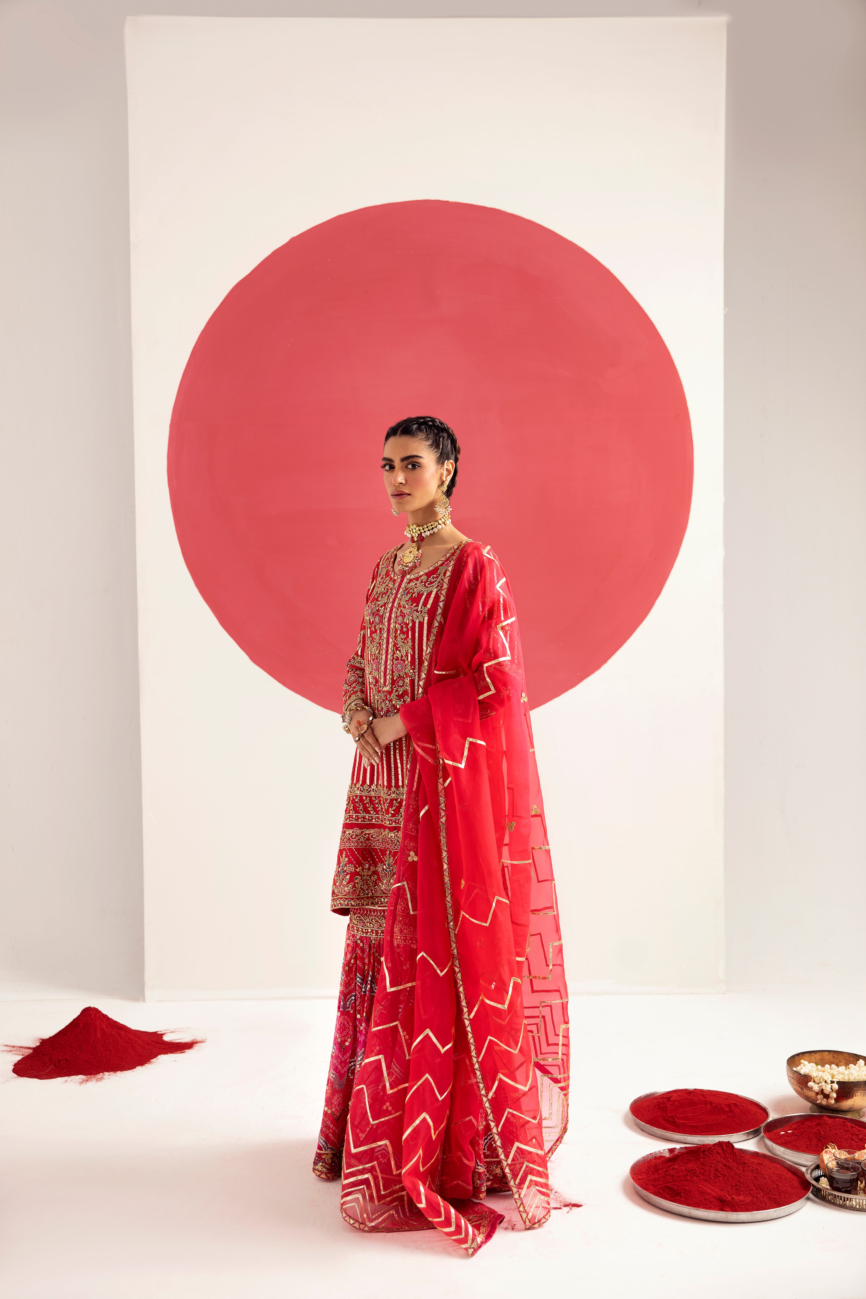 Elegant Tango Red Cotton Silk Midi Tunic